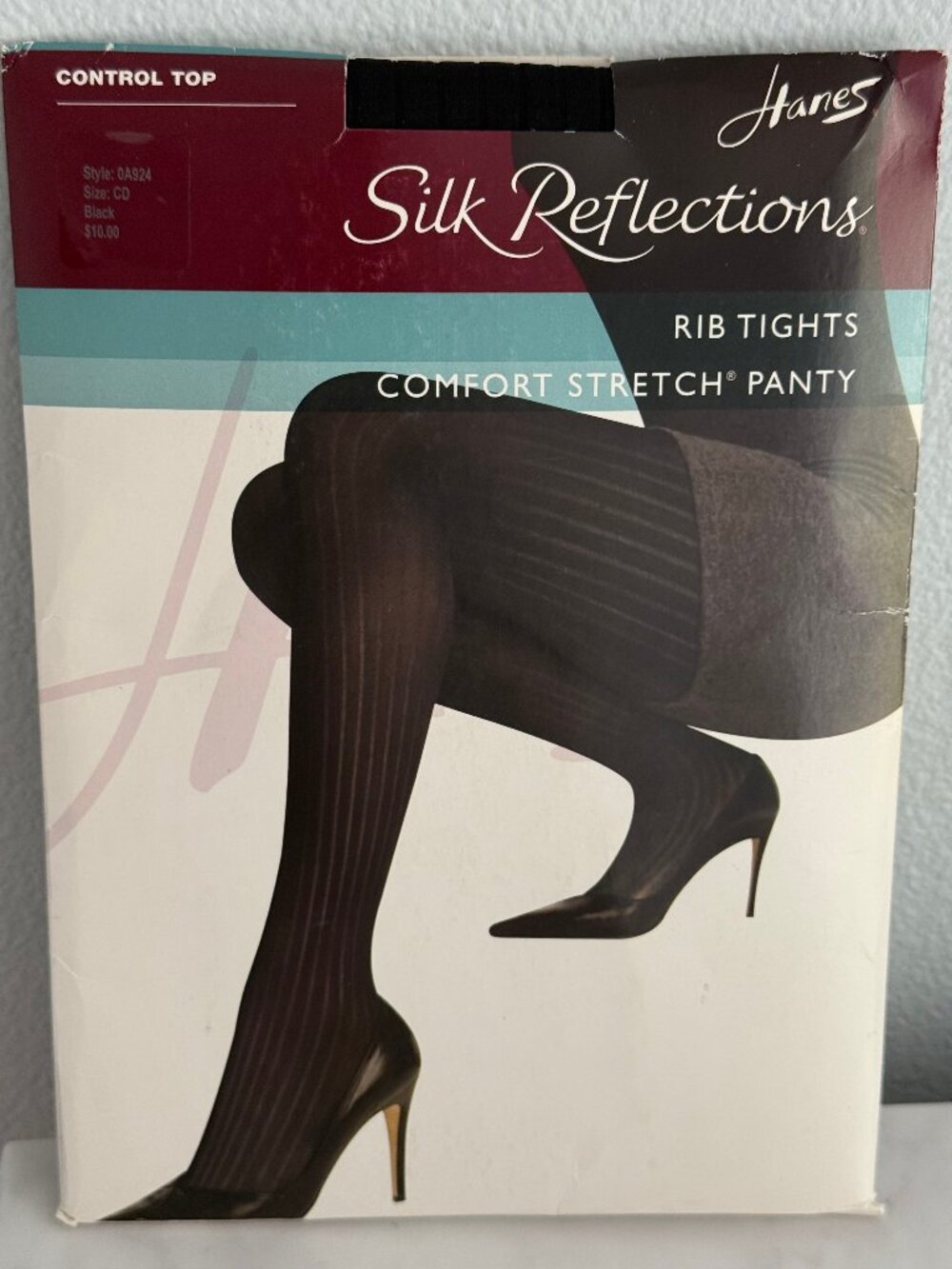 HANES Silk Reflections Rib Tights Size CD